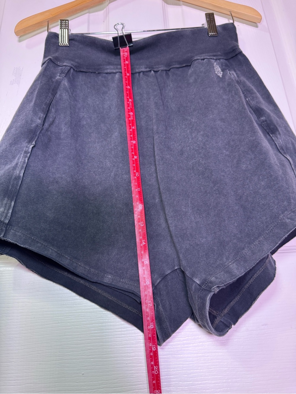 Free People Athletic Shorts in Brown with Yellow Waistband - Picture 6 of 6
